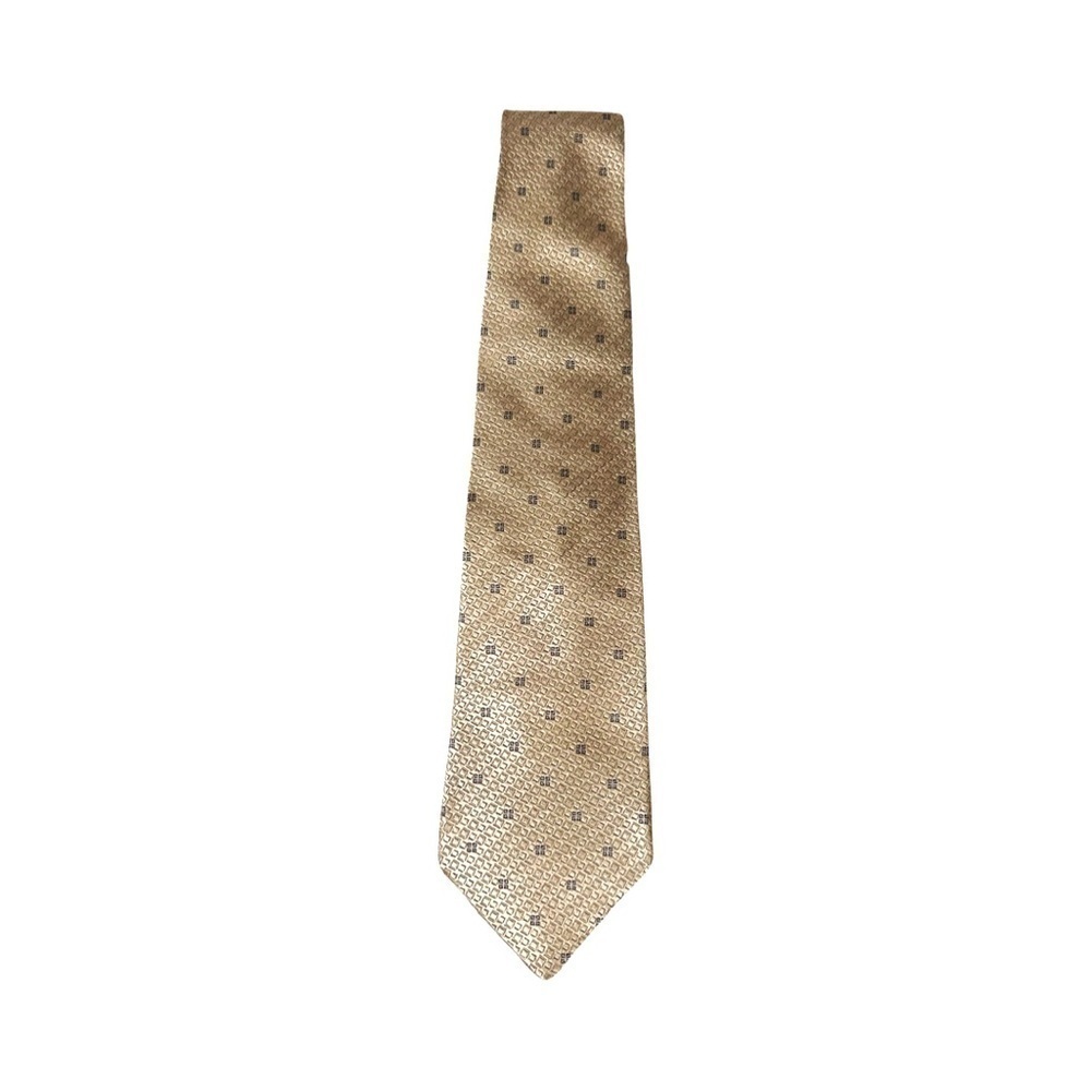Givenchy 100% silk gold tie with Givenchy emblem design.